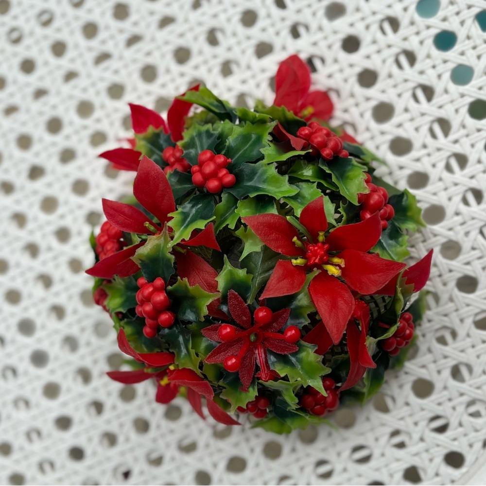 70's Christmas Poinsettia Table Decor - Christmas Kitsch Decoration - Xmas Decor - Picture 8 of 12